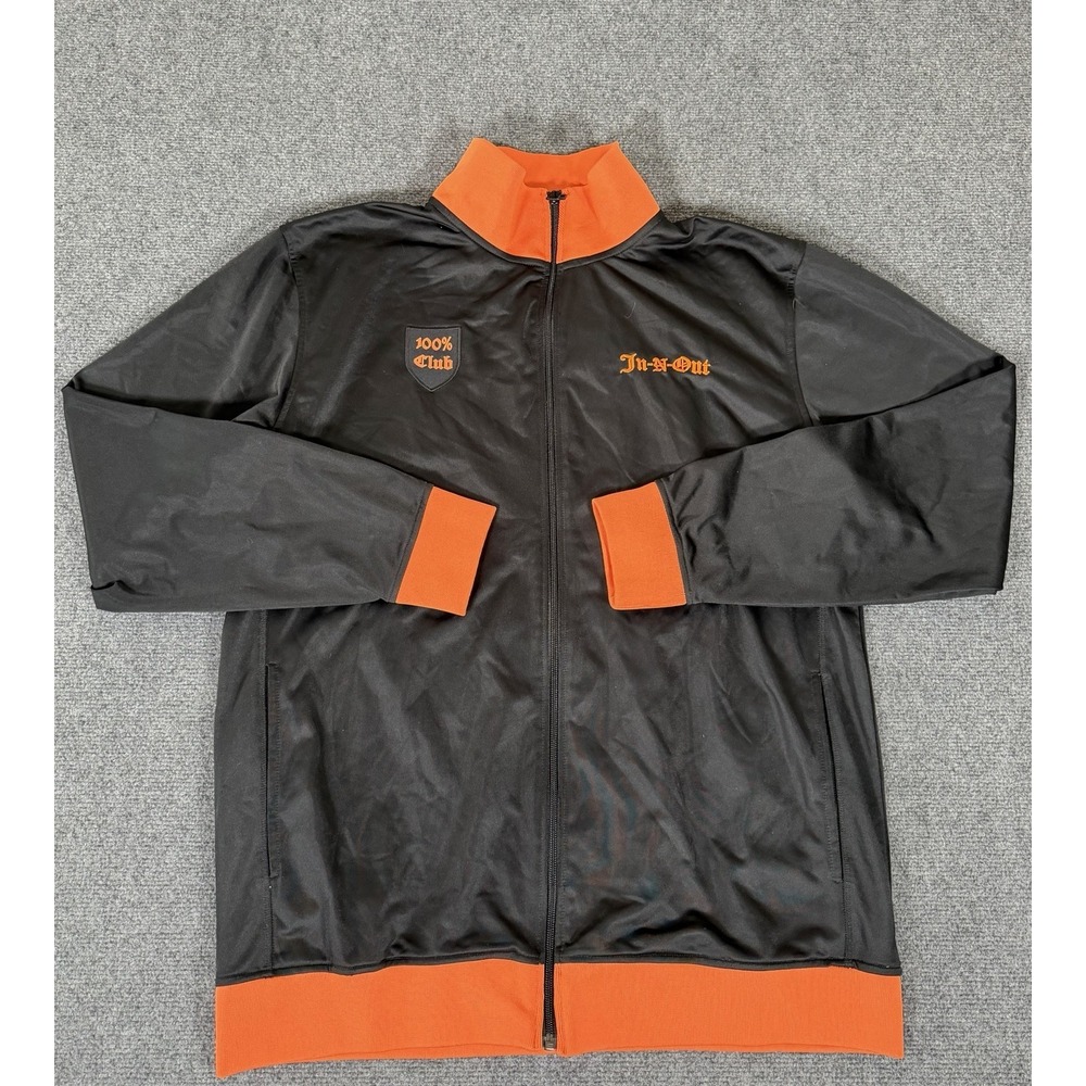 Rare In-N-Out Burger Amsterdam Track Jacket Men's XL Black Orange 100% Club VTG